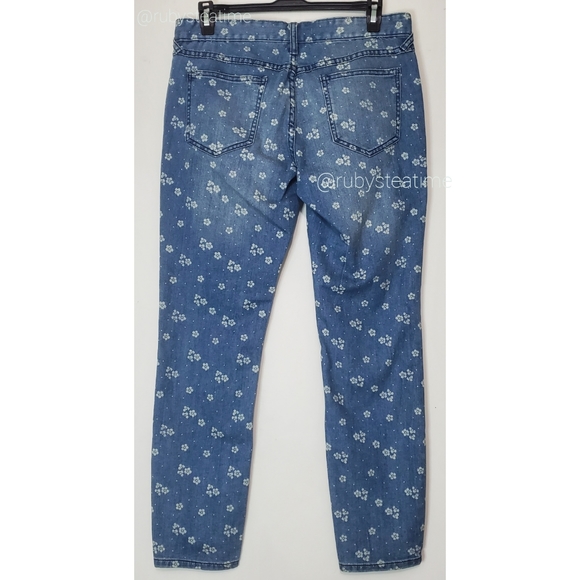 FREE PEOPLE Cute Small Ditsy Floral Print Ankle Crop Skinny Jeans, NEW WITH TAGS - Picture 3 of 8